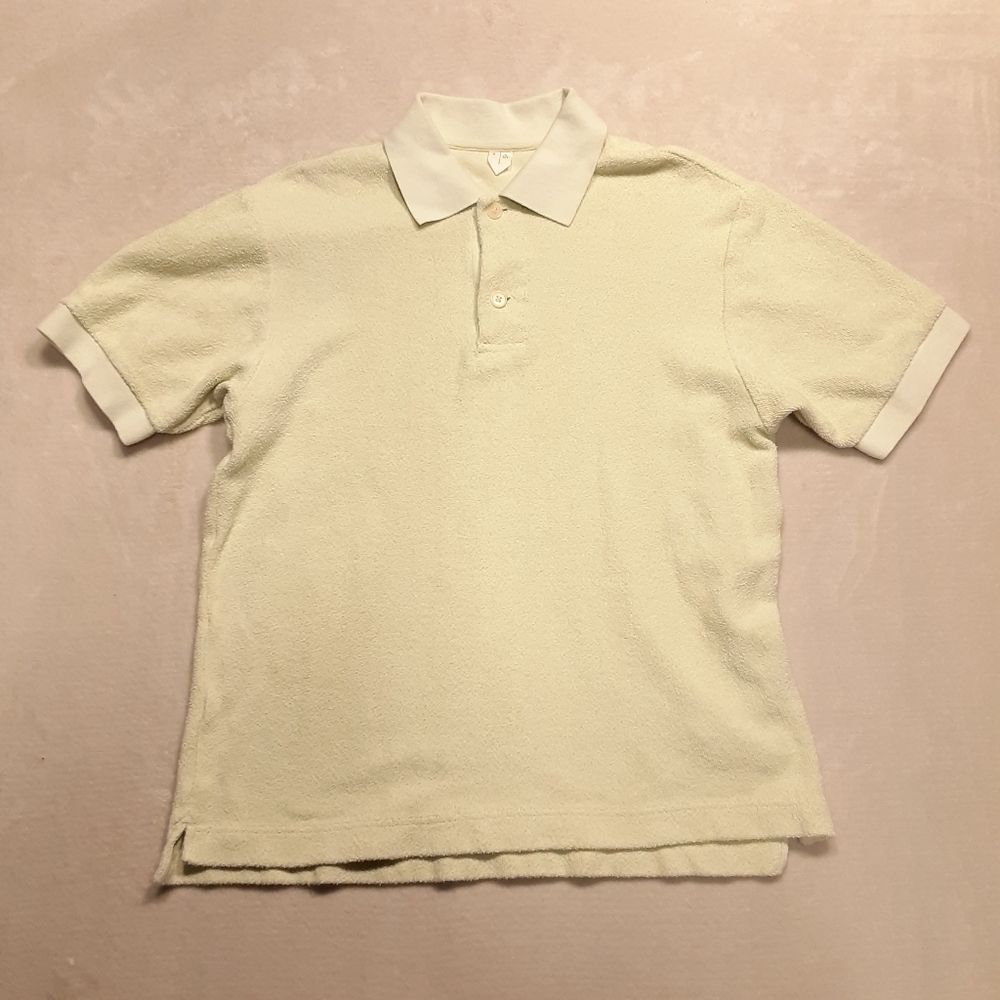 Arket Mens Terry Cotton Textured Polo Small Green Eur Small